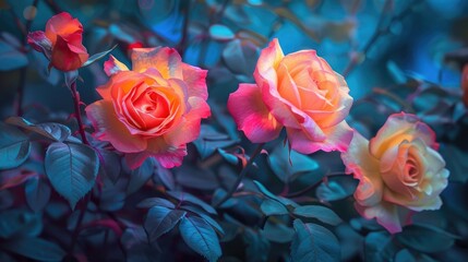 Wall Mural - color filtered rose blossoms