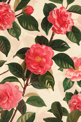 Wall Mural - Pink Camellia Flower Bouquet