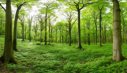 Wall Mural - green woods panorama natural landscape