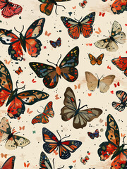 Wall Mural - Colorful Butterfly Pattern