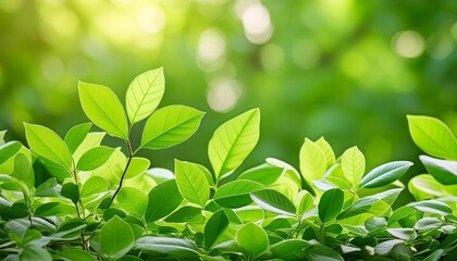 Wall Mural - green plant leaves in the nature in spring season green background