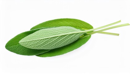 Wall Mural - sage leaves salvia officinalis isolated png top view