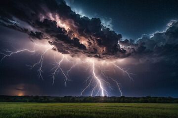 lightning over the field