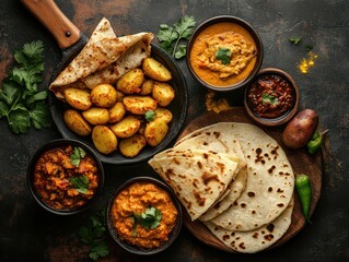 Sticker - A plate of food with a variety of dishes including a bowl of chili