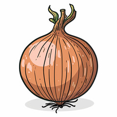 A comic book art paint style of a yellow onion on a white background