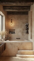 Wall Mural - A bathroom with a bathtub and a sink