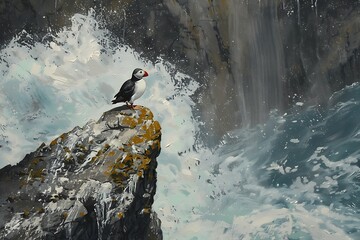 Poster - great crested on rock