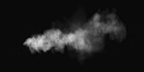 Wall Mural - Fantastic smoke background. Magic smoke with glitter and small particles of twinkling stars, fog with glowing particles, gray vapor with stardust. Vector illustration.	