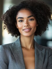 Poster - An athletic African American businesswoman.