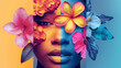 © aviavlad - Woman's face elegantly merged with vibrant floral elements in artistic display