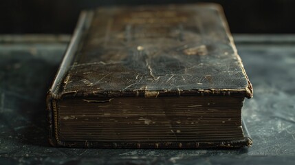 Wall Mural - Old book closed on a dark surface