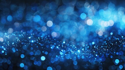 Wall Mural - Blurry blue lights bokeh on abstract background