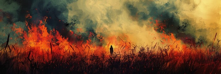 Wall Mural - Field on Fire