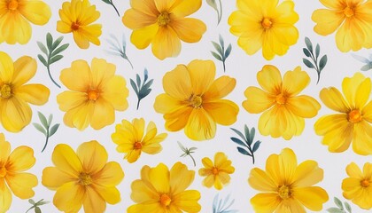 Wall Mural - yellow flowers watercolor seamless patterns background