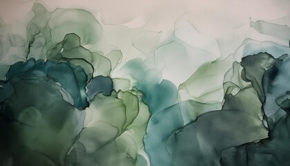 Wall Mural - pale gray blue green abstract watercolor drawing sage green color art background for design water grunge blot stein daub