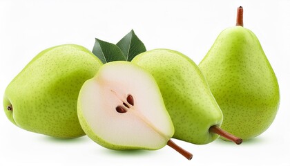 green pear fruit isolated on transparent background