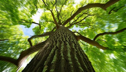 Wall Mural - double barrelled oak with green foliage bottom view