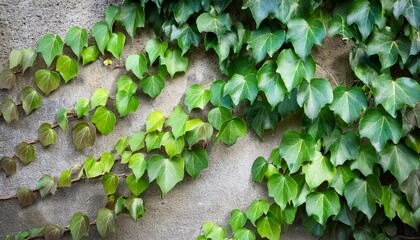 Wall Mural - a close up shot of green ivy growing on a concrete wall