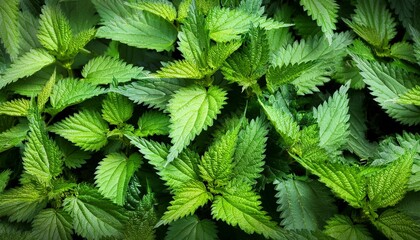 Wall Mural - stinging nettle leaves as background green texture of nettle