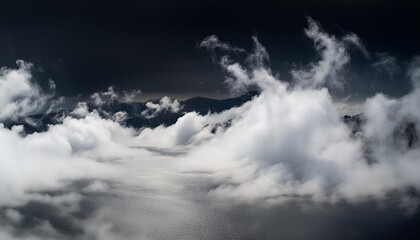 Wall Mural - panoramic view of the abstract fog or smoke move on black background white cloudiness mist or smog background