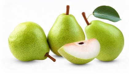 Wall Mural - green pear fruit isolated on transparent background