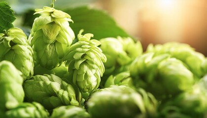 Wall Mural - closeup of hop cones agriculture and beer making concept 4k