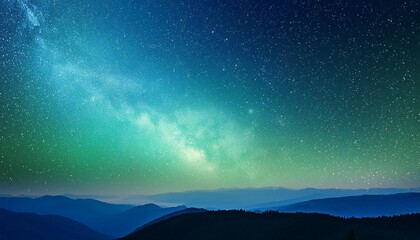 Wall Mural - grainy texture gradient green and blue cyan galaxy abstract background