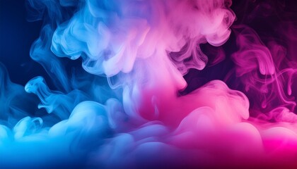 Wall Mural - abstract background scene of blue and pink neon colored smoke clouds