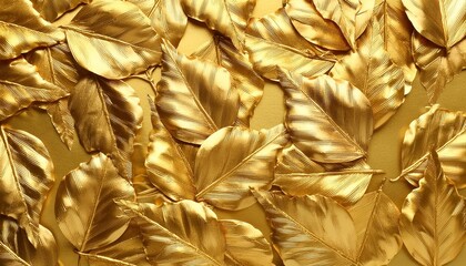 shiny yellow leaf gold foil texture background