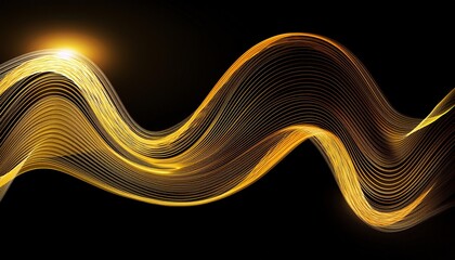 Wall Mural - abstract yellow and black background wave element for design digital frequency track equalizer stylized line art background colorful shiny wave with lines