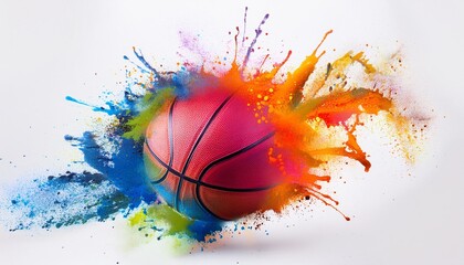 Wall Mural - colorful basket ball with spots and sprays on a white background