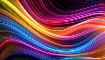 Wall Mural - colorful flowing waves in a mix of bright neon hues showcasing a stunning abstract design