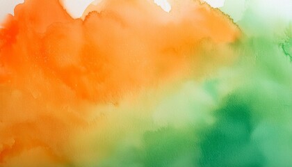 Wall Mural - abstract watercolor background gradient from green to orange ideal to place copy on it