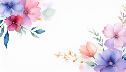 Wall Mural - white background with lovely abstract watercolor blooms perfect for postcards and invitations