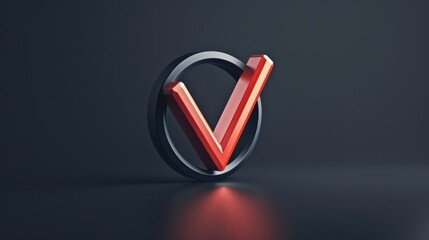 A close-up of a red and black v-shaped object on a black surface
