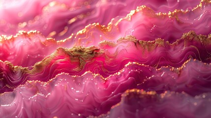 Canvas Print - Abstract Pink and Gold Waves