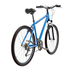 Wall Mural - Blue bicycle, top back view. Black leather saddle and handles. Png clipart isolated on transparent background