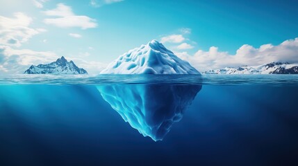 Wall Mural - background with an image of an iceberg and its underwater part