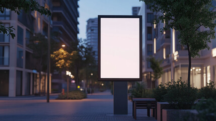 Wall Mural - a blank digital billboard in an urban area during the evening, perfect for advertising mockup and sh