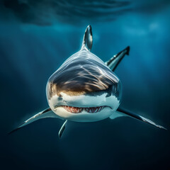 Wall Mural - Close-Up Shot of a Shark Swimming in the Ocean