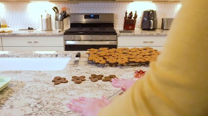 Wall Mural - Cooling Gingerbread Cookies on Wire Rack in Modern Kitchen