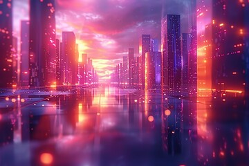 Wall Mural - Neon Cityscape