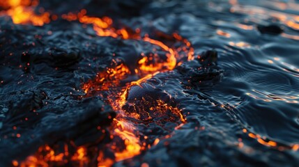 Canvas Print - A close-up shot of flames licking at the surface of calm water