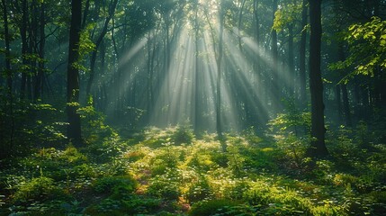 Sticker - Sunbeams Through Forest