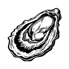 Wall Mural - Oyster Black Vector Illustration with Pearl