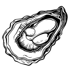 Wall Mural - Oyster Black Vector Illustration with Pearl