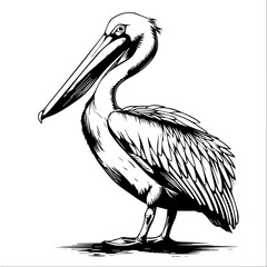 Wall Mural - Pelican Black Vector Illustration