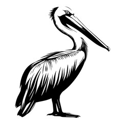 Wall Mural - Pelican Black Vector Illustration