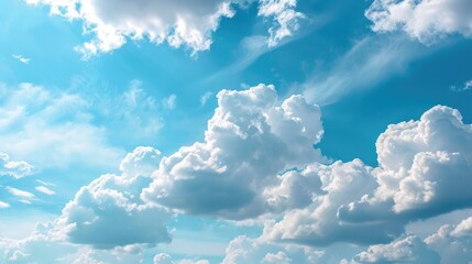 Wall Mural - A plane soaring through a cloudy blue sky with white contrails