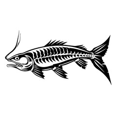 Wall Mural - Sturgeon Fish Black Vector Illustration